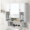 35'' x 28'' Modern Wall Mounted Bathroom Storage Cabinet, Bathroom Wall Cabinet with Mirror, Medicine Cabinet with Towels Bar
